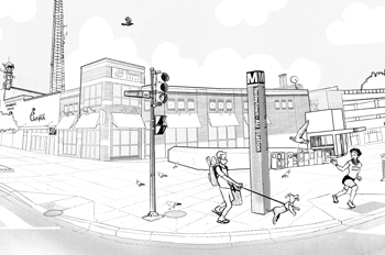 Illustration of the Tenleytown-AU Metro stop
