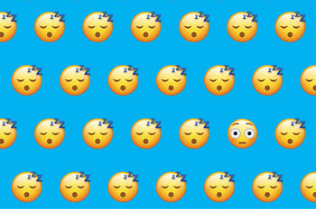 Sleeping emojis against a blue backdrop