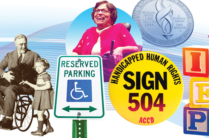 FDR, Judy Heumann, a handicapped parking sign