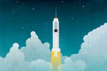 a vaccine rocket ship