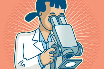 illustration of a woman looking through a microscope