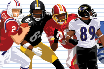 illustration of football players, six feet or under