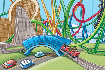 illustration of roller coasters