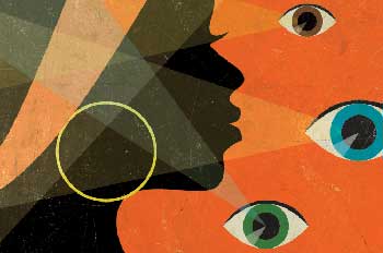 illustration of a black woman with eyes on her