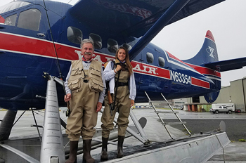 Amanda Mazzoni and her father Michael in Alaska