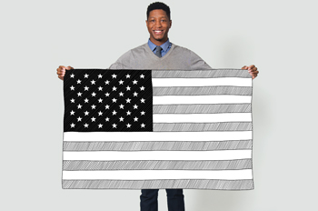 WCL student Travis Holmes holds an illustrated American flag