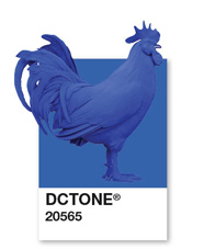 Blue chicken sculpture