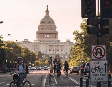 cyclists riding near the US Capitol
