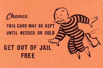 get out of jail free card from Monopoly game