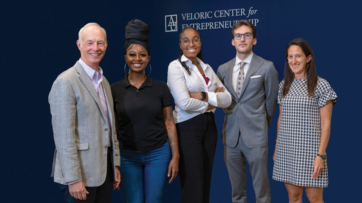 faculty and students at the Veloric Center for Entrepreneurship