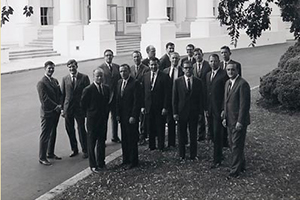 The first ever class of White House Fellows outside the White House. The Fellows met at Airlie, now given to American University. 