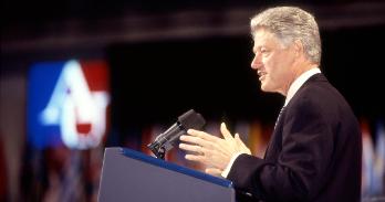 President Bill Clinton spoke at American University on September 9, 1997.