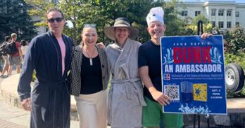 SIS graduate dean Mike Schroeder, SIS dean Shannon Hader, FGPS department chair Piper Campbell, and Hurst senior professorial lecturer Garret Martin. Photo courtesy of Garret Martin.