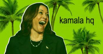 Kamala Harris meme in brat green.