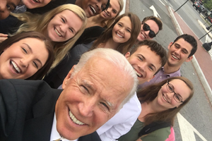 President Joe Biden with Washington Semester interns