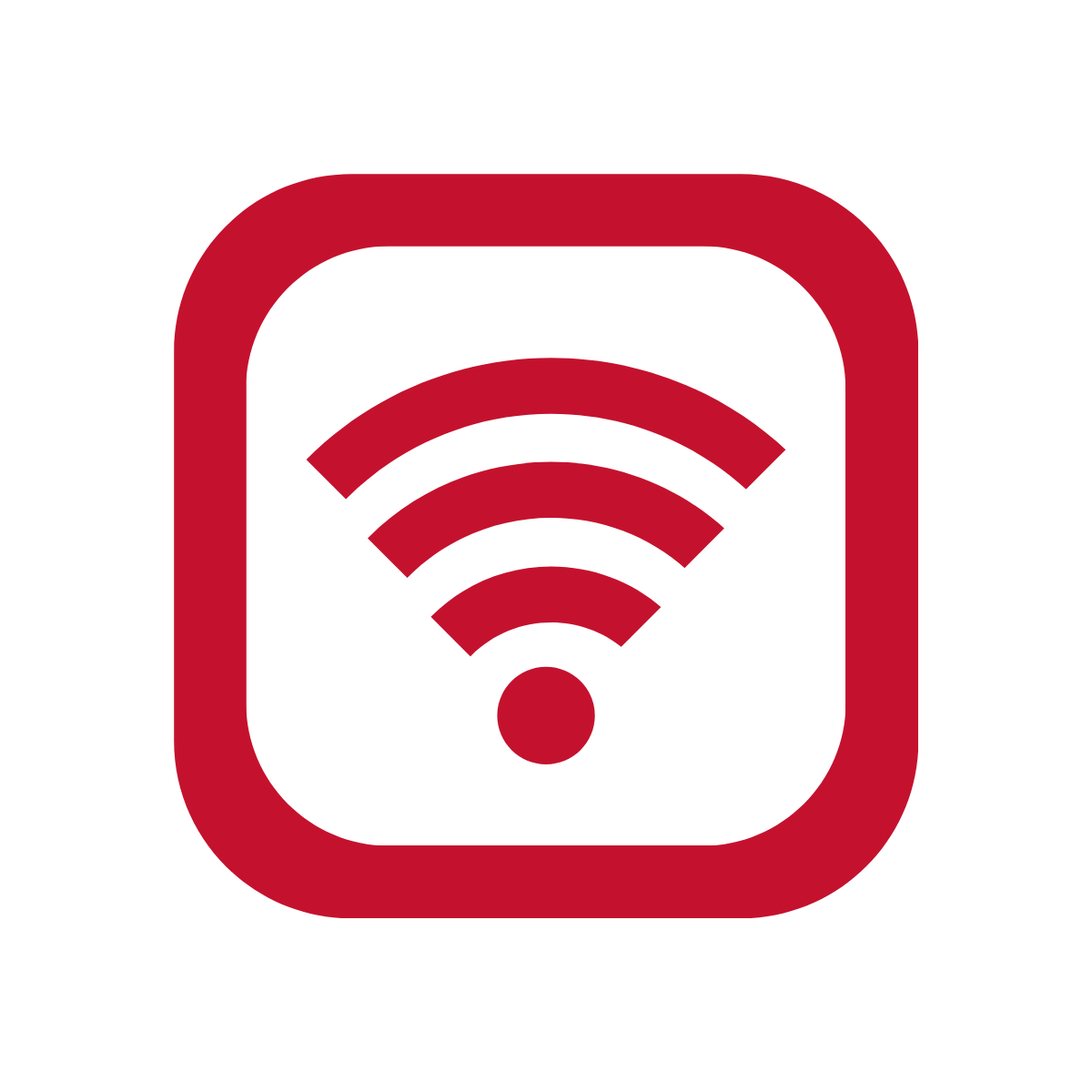 red wifi symbol in a square