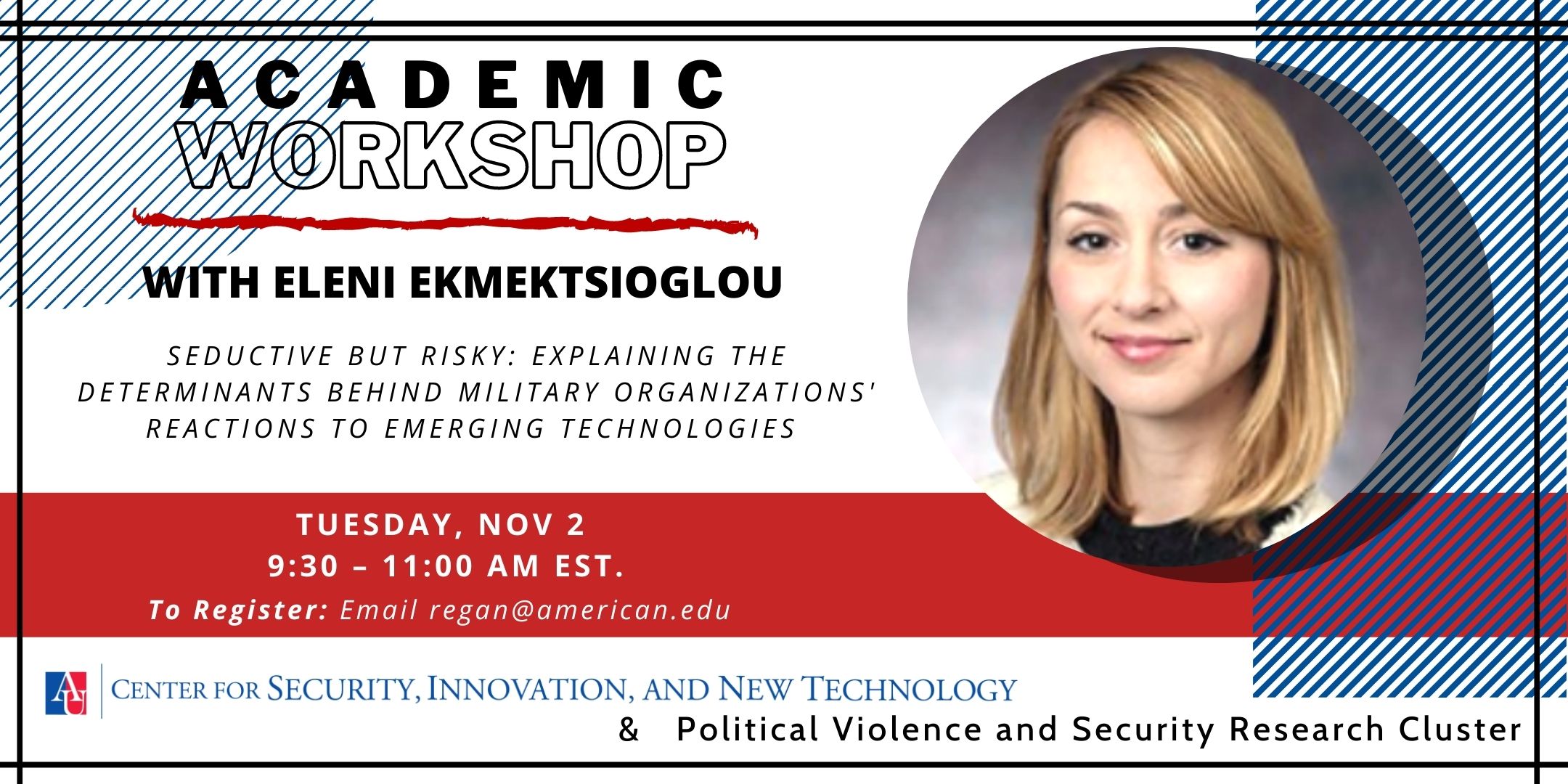 Email regan@american.edu to register for November 2 Academic Workshop with Eleni Ekmektsioglou