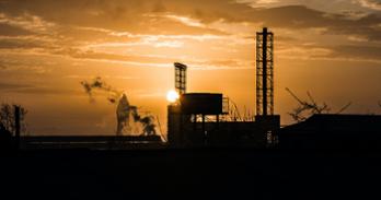 Skyline of building in Azerbaijan at sunset