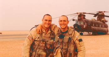 Pat Tillman (left) and his brother Kevin (right) during their Army service.