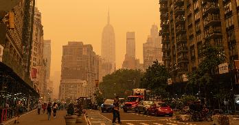 New York City covered in the haze of wildfire smoke