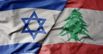 The flags of Lebanon and Israel next to one another
