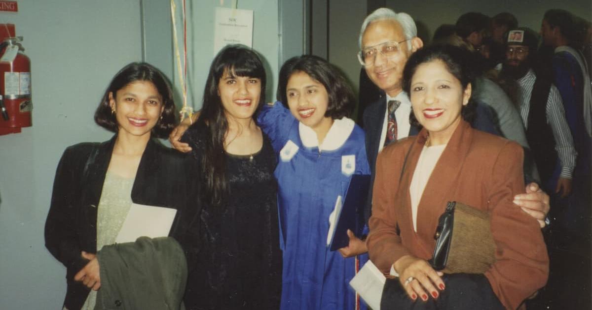 Jayaswal poses with her family at graduation