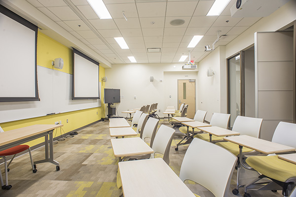 Classroom with two large projectors