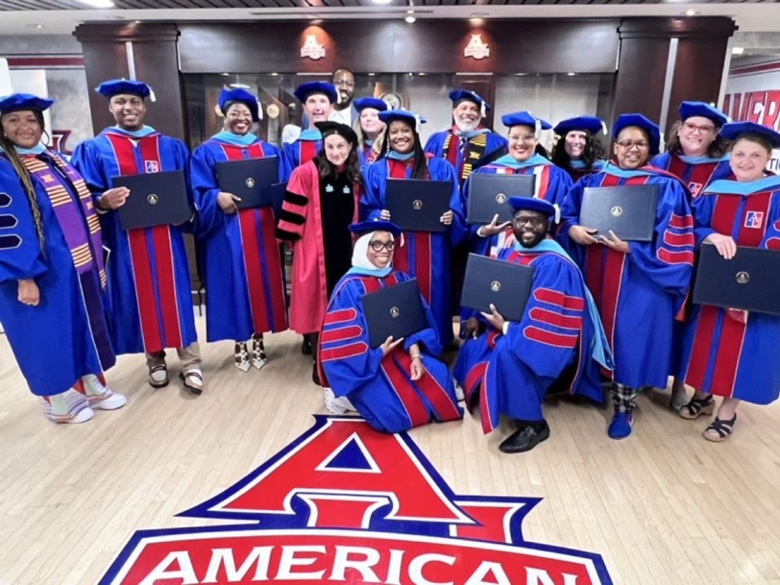 Some of the Ed.D. Cohort 1 graduates pose before commencement in May 2022.