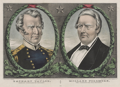 Left: Bust of Zachary Taylor. Right: Bust of Millard Fillmore.