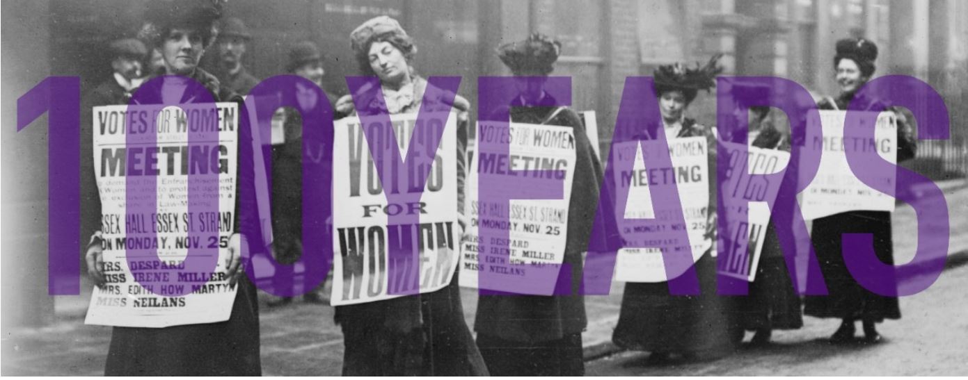 Women marching for suffrage 100 years ago