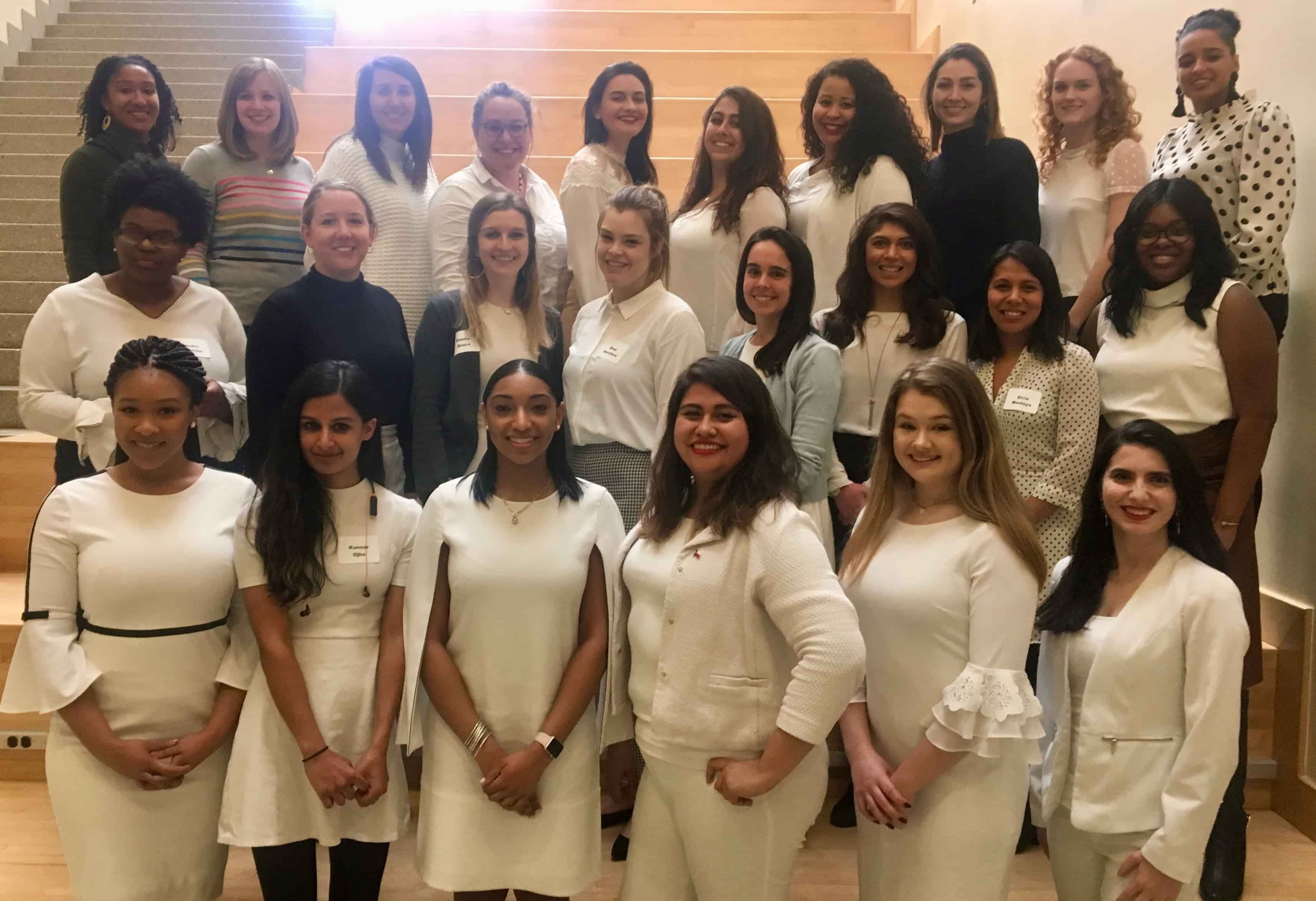 The WeLead cohort wearing white during the February training session