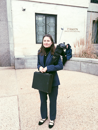 Washington Semester Program student ambassador Katherine Spicer posing in from of Dirksen Senate Offices in Washington DC