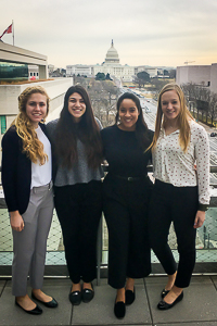 Washington Semester Program student ambassador Lisa Surraco poses with friends at the balcony of the Newseum in downtown Washington DC