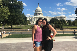 Maggie with friend in front of United States Capitol