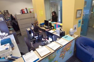 photo of the front desk of the counseling center