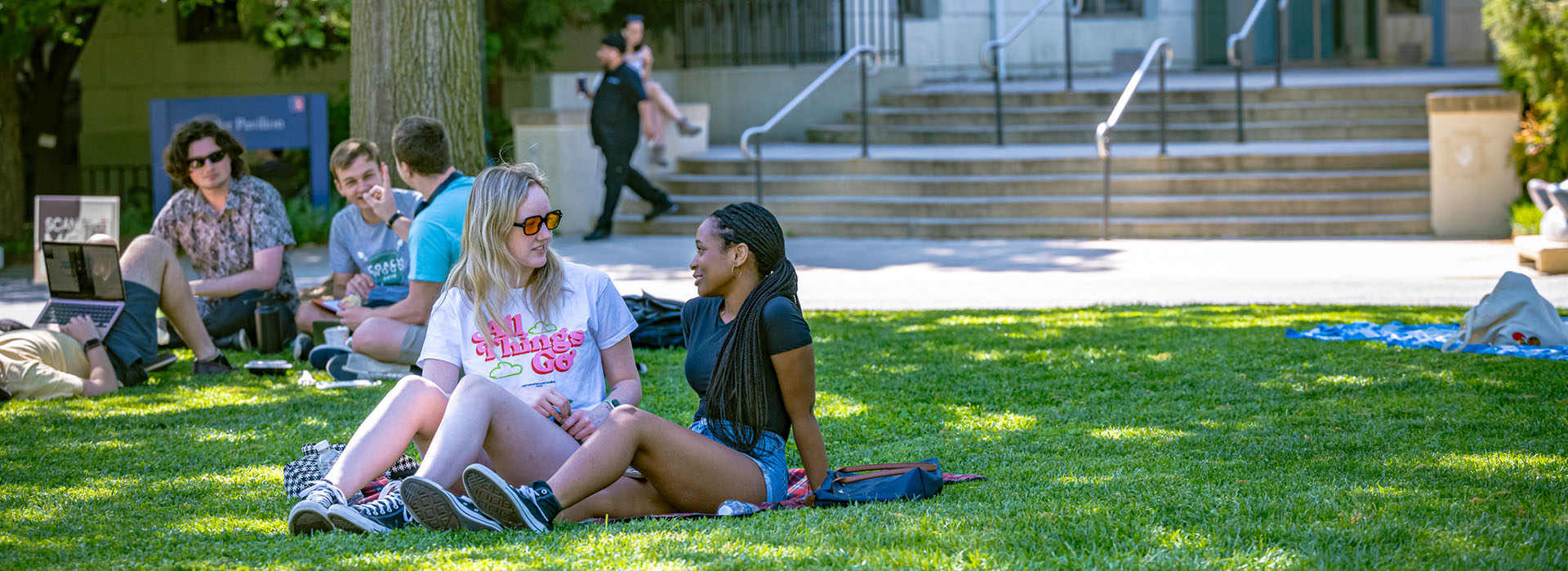 Students gather on the quad to relax and talk