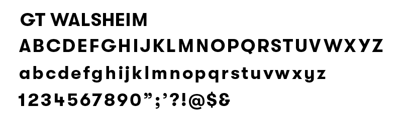 example of the gt walsheim font letters and numbers