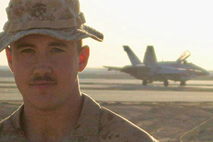 Man in Marine uniform in Iraq