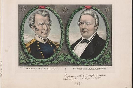 Campaign banner for Whig Party candidates in the national election of 1848, promoting Zachary Taylor and Millard Fillmore