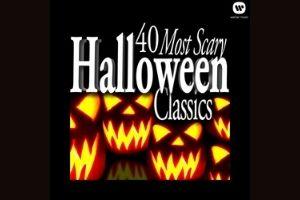 40 most scary halloween classics text on black background with glowing orange jack'o'lantern faces