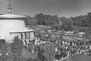 Scores of people attend the Kay Spiritual Life Center's 1965 dedication.