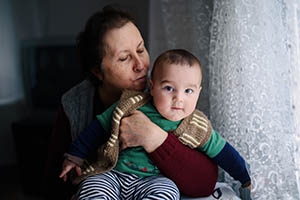 Turkish grandmother and grandson.