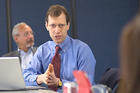 Photo: Pollster.com editor Mark Blumenthal delivered the keynote address at SOC's polling workshop on June 17.