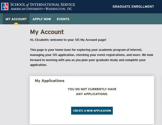 SIS online application account