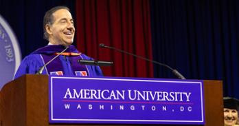 Congressman Jamie Raskin delivers the commencement address at the 2026 commencement ceremony.