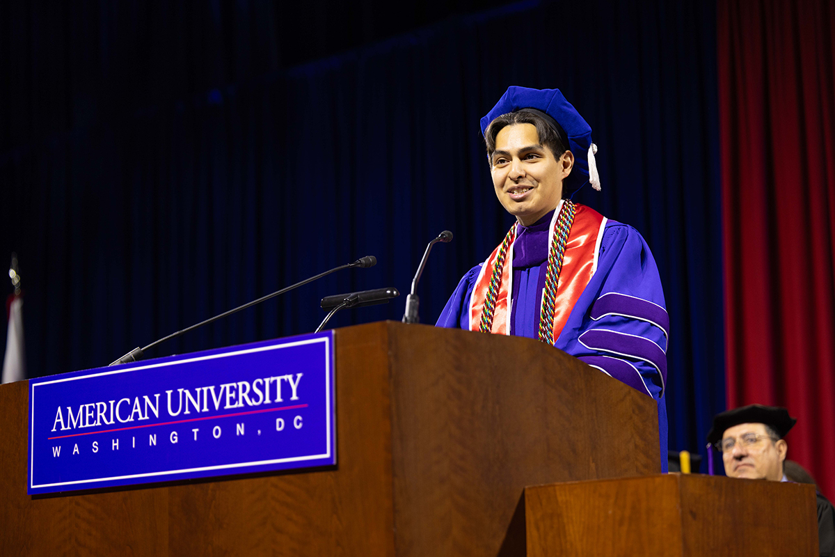 Nicholas Menacho-Foronda addresses the crowd at 2026 Commencement Nicholas Menacho-Foronda addresses the crowd at 2026 Commencement
